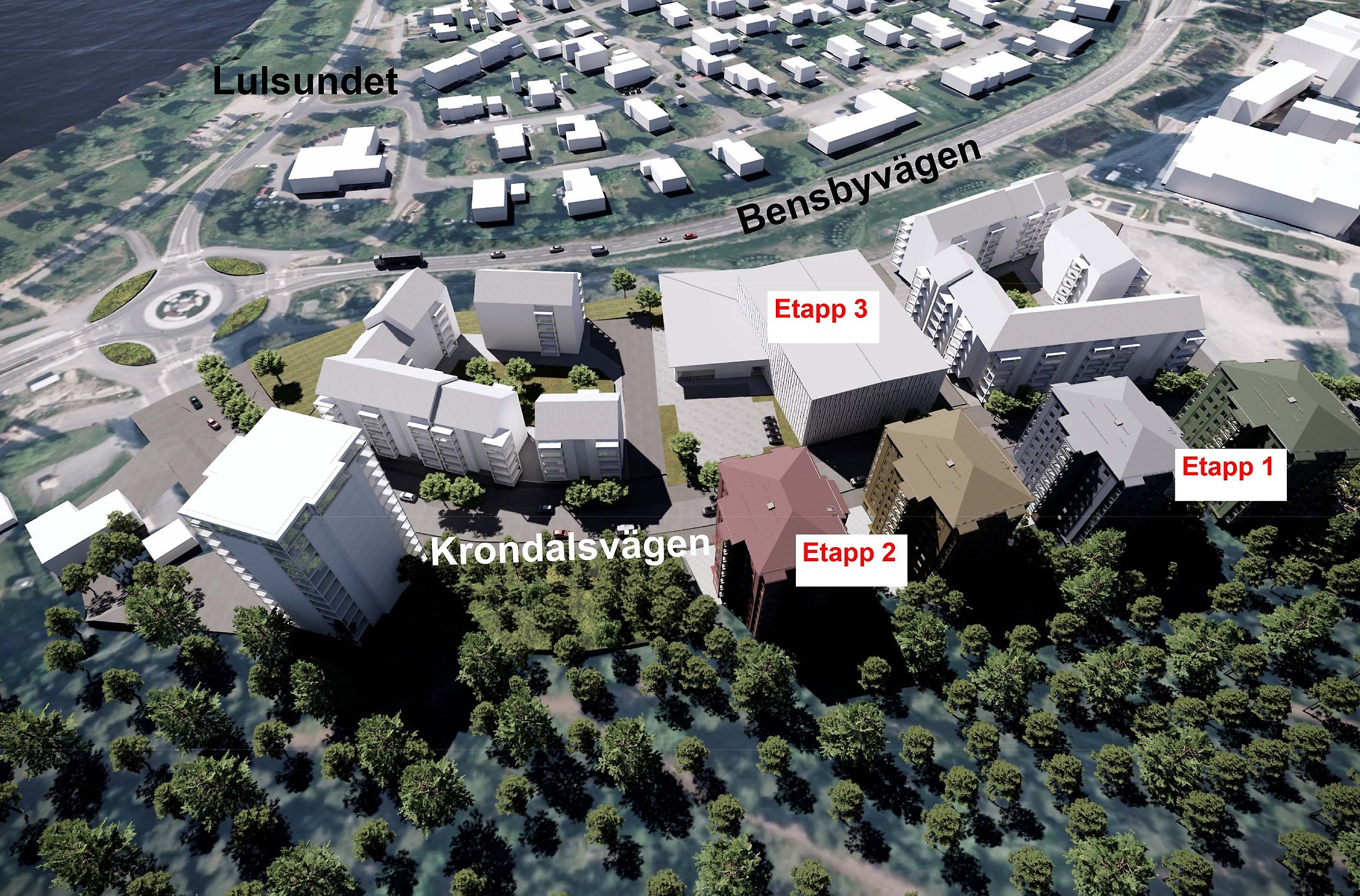 Lulebos byggplaner i tre etapper i Västra entrén.