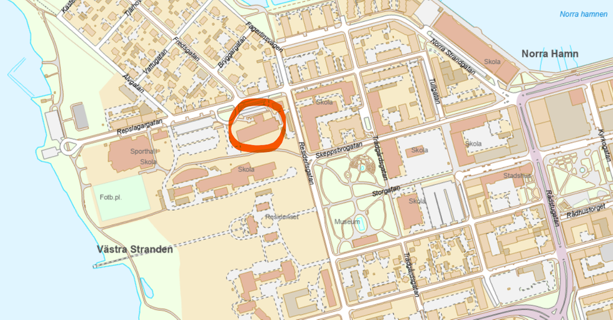 Karta som visar var den nya Hertsökolan byggs